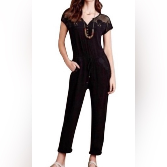 Anthropologie lilka Navy Lace Ravenna jumpsuit size M - Picture 4 of 9